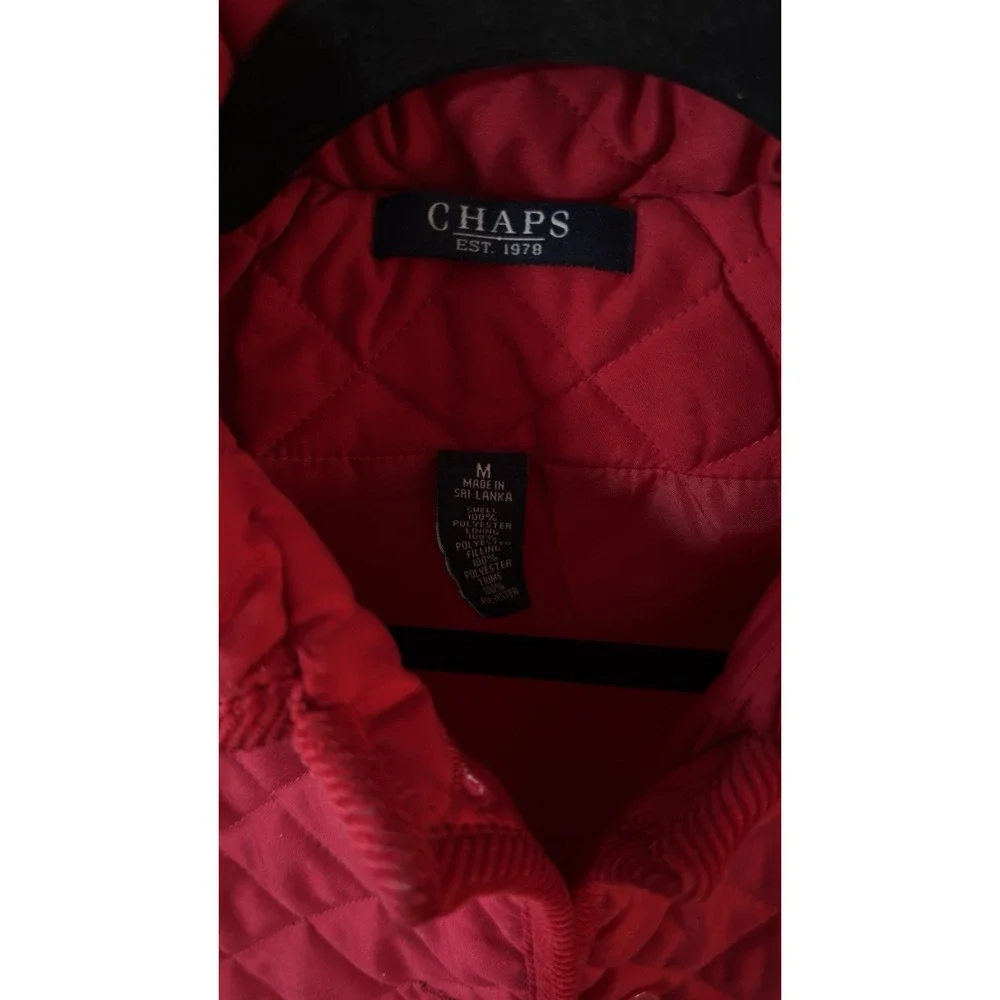 Ralph Lauren Chaps‎ Jacket Red Quilted Polyester Lined Long Sleeve Buttons M EUC